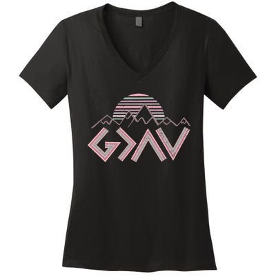 God Is Faithful More Than Highs And Lows Women's V-Neck T-Shirt