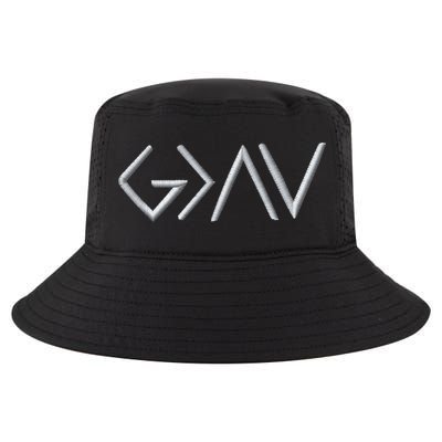 God Is Greater Than The Highs And Lows Embroidered Embroidered Cool Comfort Performance Bucket Hat