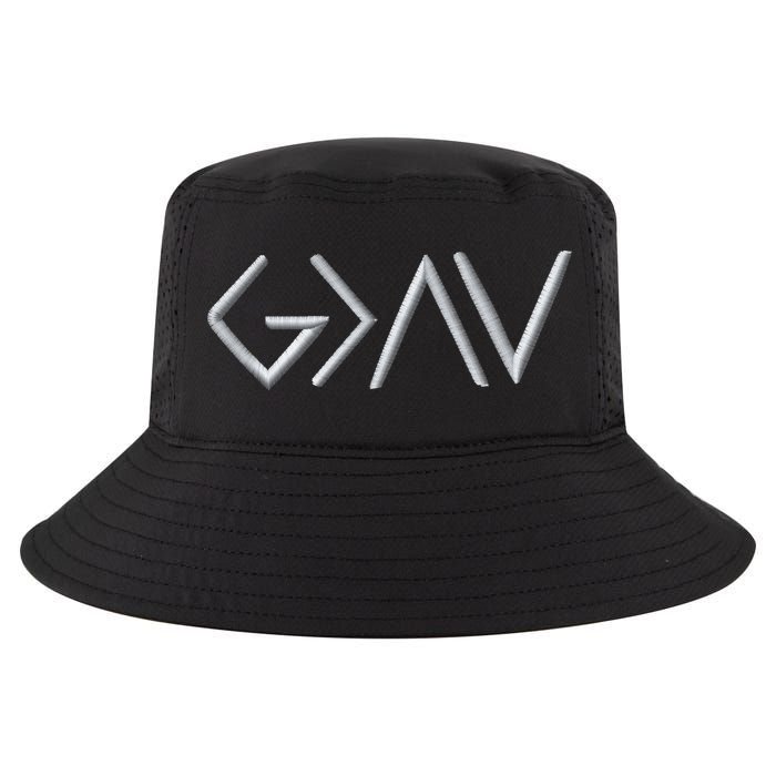 God Is Greater Than The Highs And Lows Embroidered Embroidered Cool Comfort Performance Bucket Hat