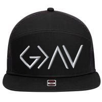 God Is Greater Than The Highs And Lows Embroidered Embroidered 7 Panel Mesh Trucker Snapback Hat