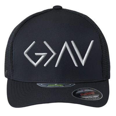 God Is Greater Than The Highs And Lows Embroidered Embroidered Flexfit Unipanel Trucker Cap