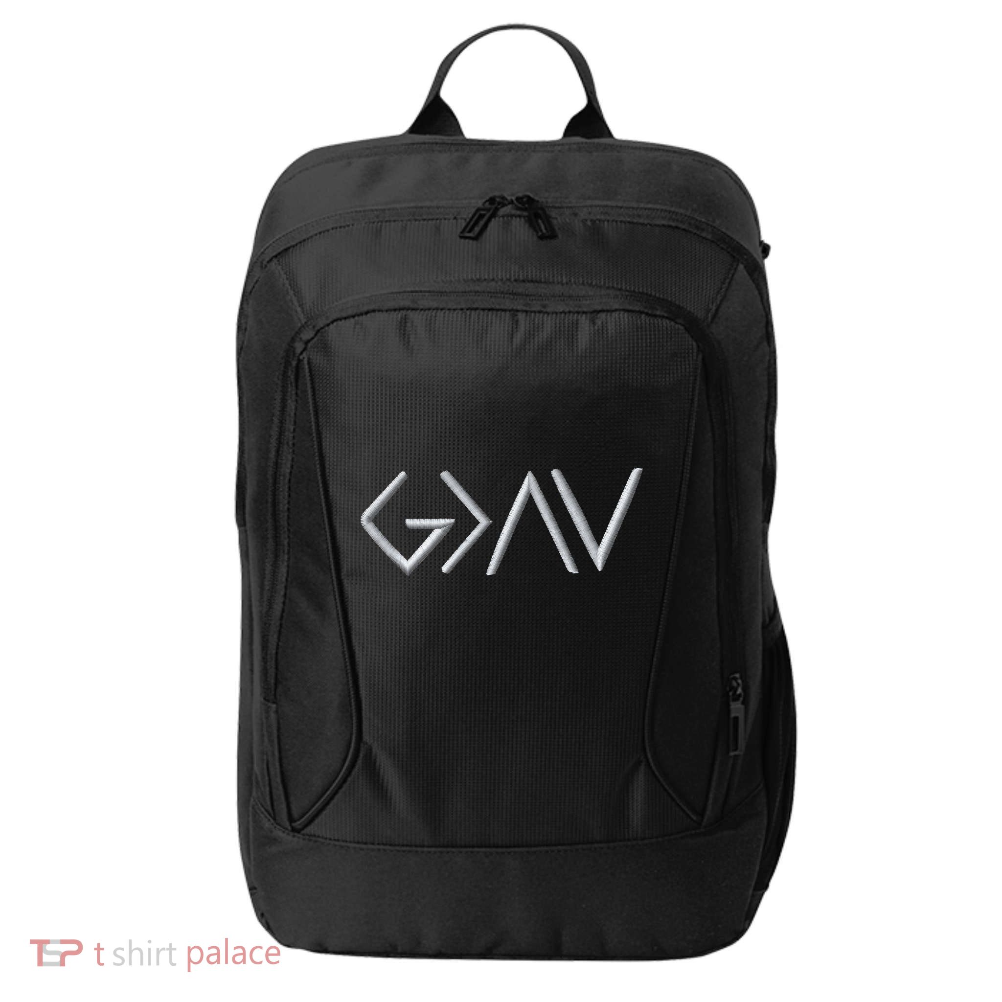 God Is Greater Than The Highs And Lows Embroidered Embroidered City Backpack