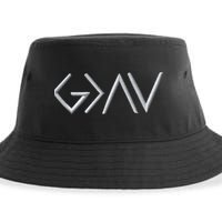 God Is Greater Than The Highs And Lows Embroidered Embroidered Sustainable Bucket Hat