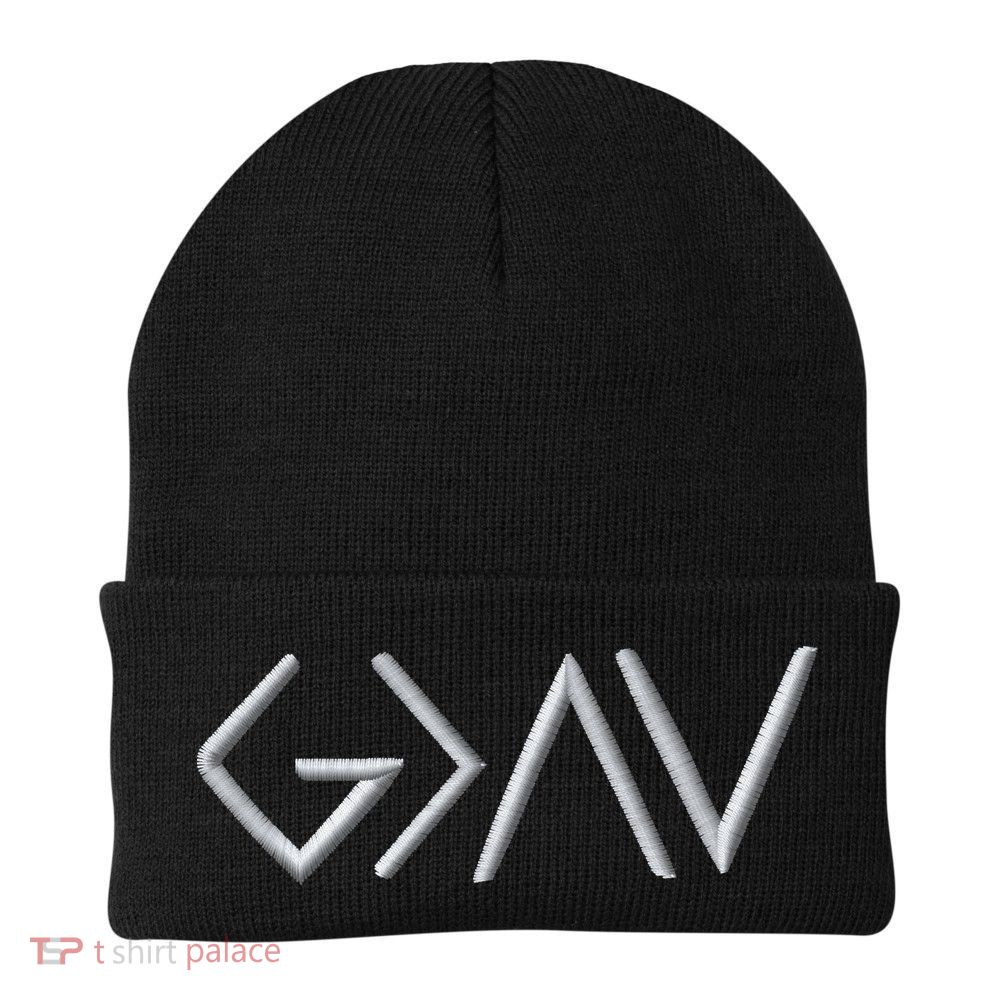 God Is Greater Than The Highs And Lows Embroidered Embroidered Beanie