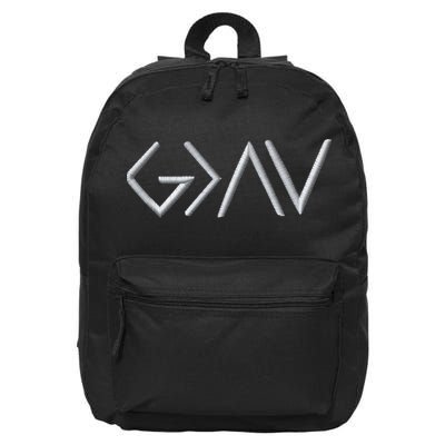 God Is Greater Than The Highs And Lows Embroidered Embroidered 16 in Basic Backpack