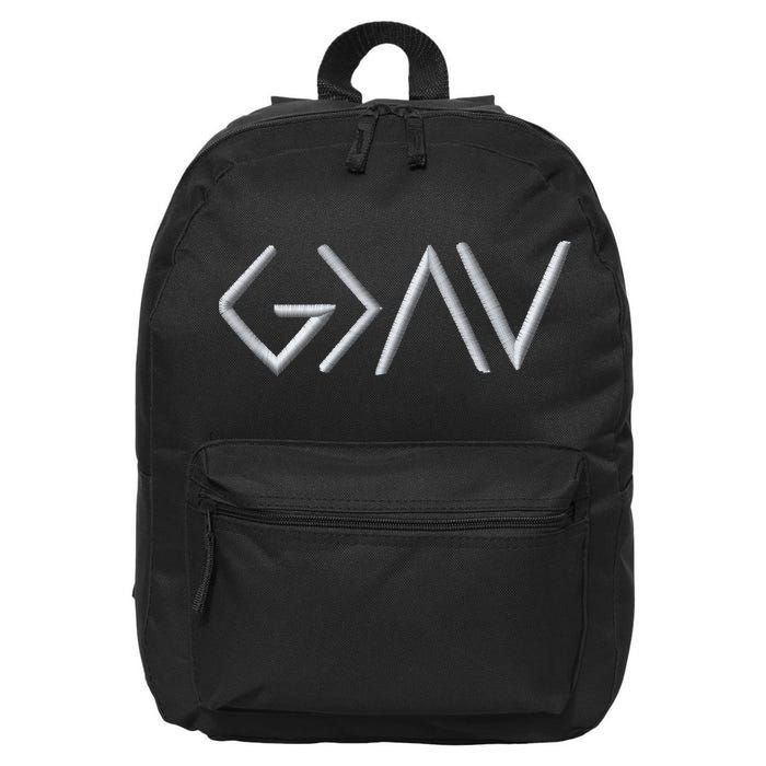 God Is Greater Than The Highs And Lows Embroidered Embroidered 16 in Basic Backpack