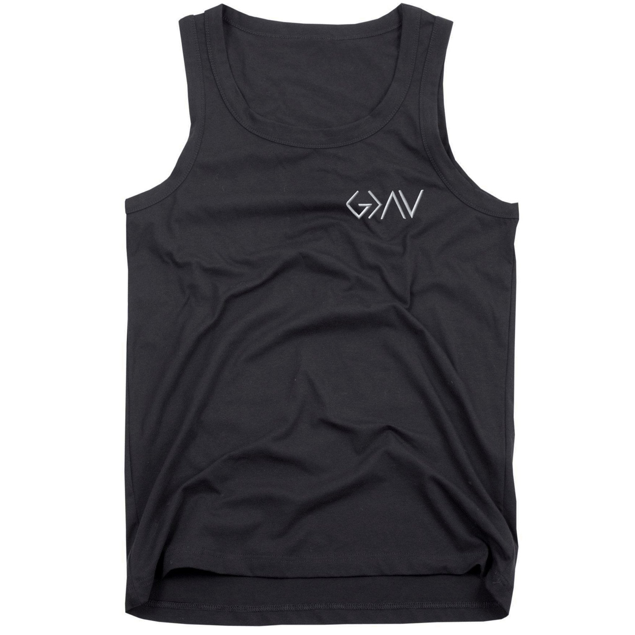 God Is Greater Than The Highs And Lows Embroidered Embroidered Tank Top