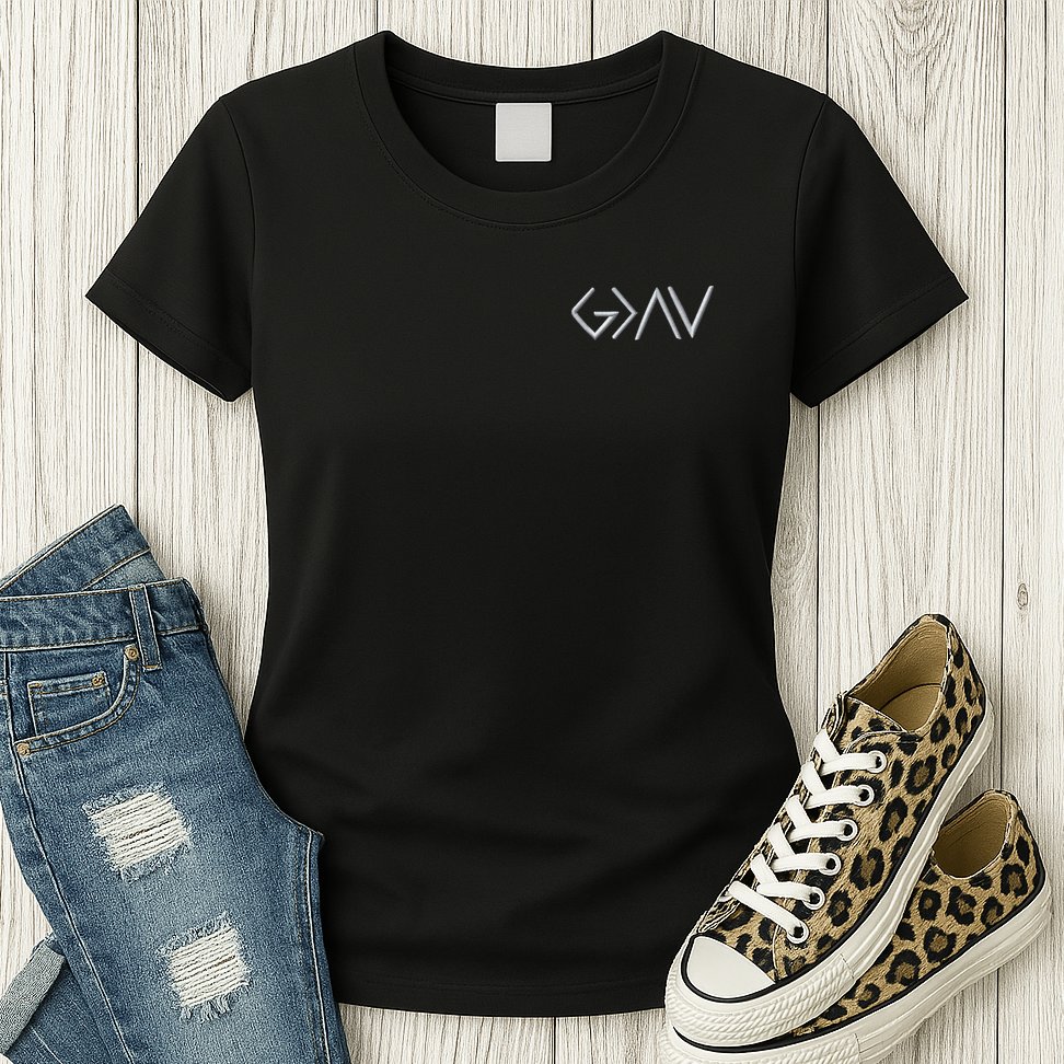 God Is Greater Than The Highs And Lows Embroidered Embroidered Womens T-Shirt