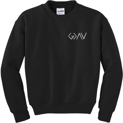 God Is Greater Than The Highs And Lows Embroidered Embroidered Kids Sweatshirt