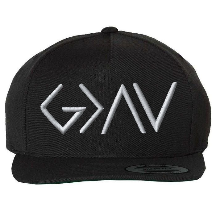 God Is Greater Than The Highs And Lows Embroidered Embroidered Wool Snapback Cap