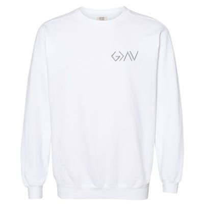 God Is Greater Than The Highs And Lows Embroidered Embroidered Garment-Dyed Sweatshirt