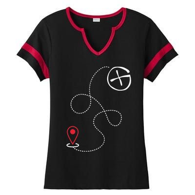 Geocache I Geography Outdoors I Geocaching Ladies Halftime Notch Neck Tee