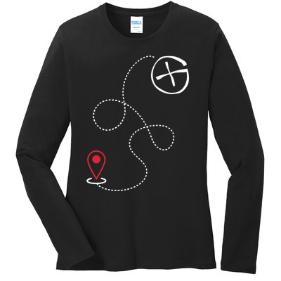 Geocache I Geography Outdoors I Geocaching Ladies Long Sleeve Shirt