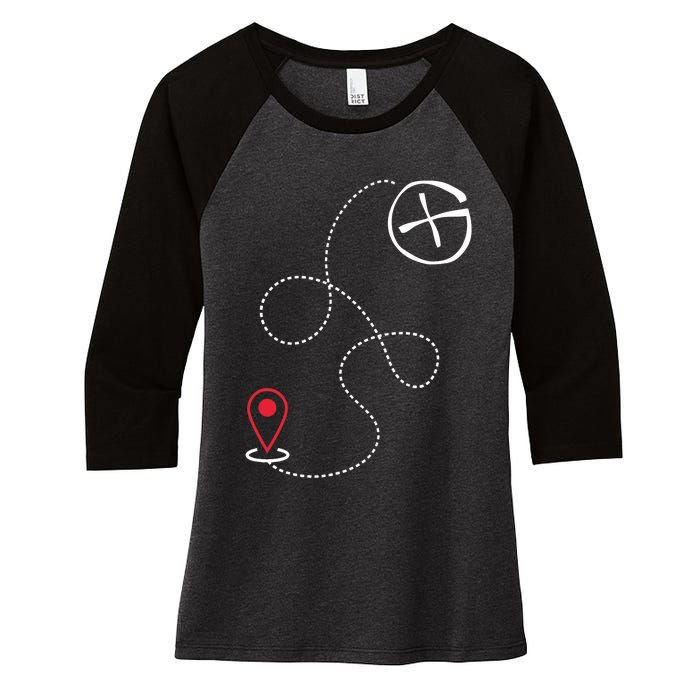 Geocache I Geography Outdoors I Geocaching Women's Tri-Blend 3/4-Sleeve Raglan Shirt