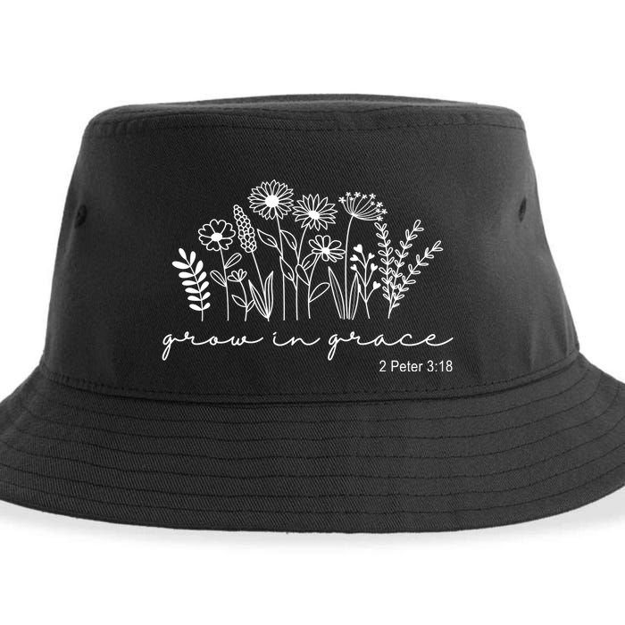 Grow In Grace 2 Peter 3:18 Floral Sustainable Bucket Hat