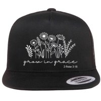 Grow In Grace 2 Peter 3:18 Floral Flat Bill Trucker Hat