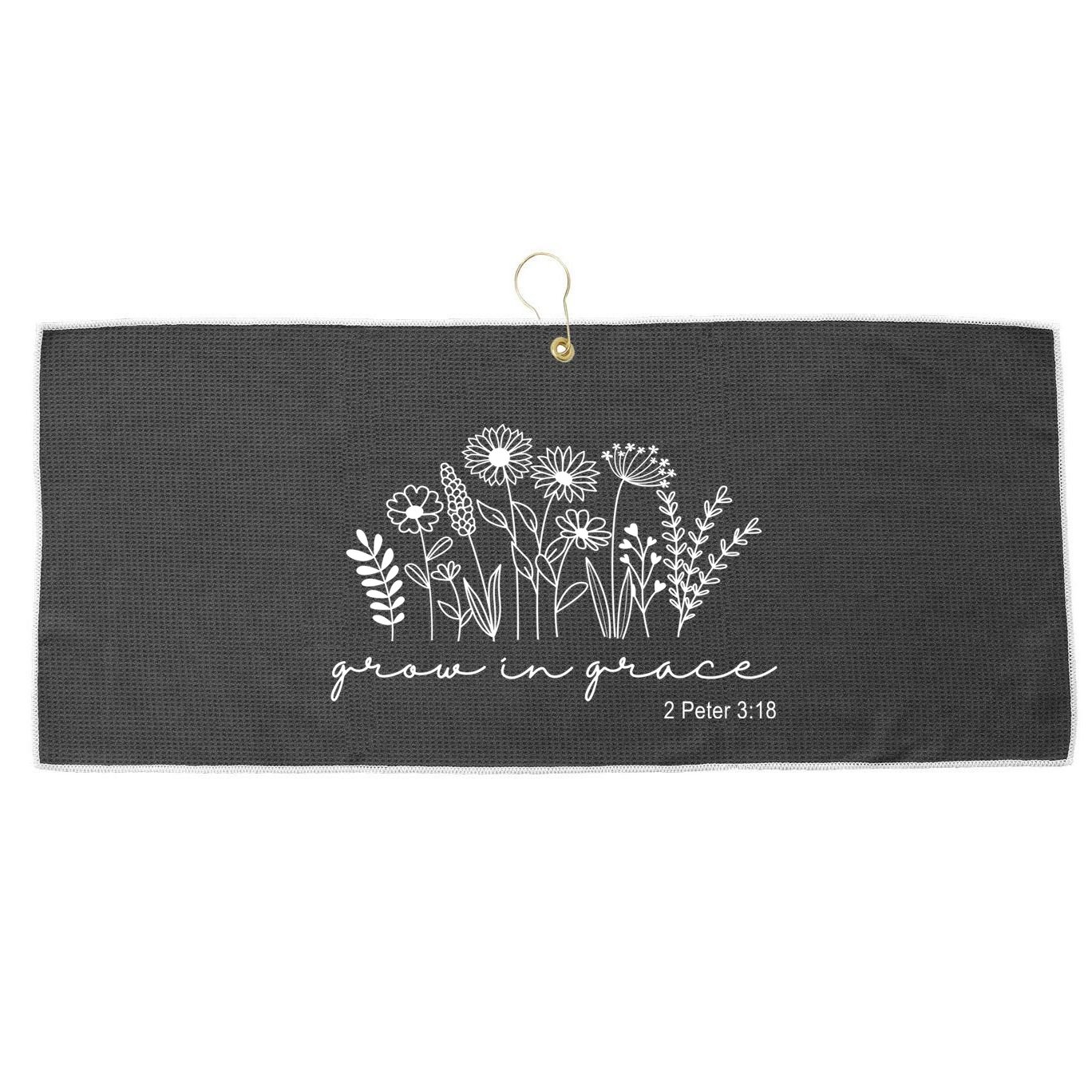 Grow In Grace 2 Peter 3:18 Floral Large Microfiber Waffle Golf Towel