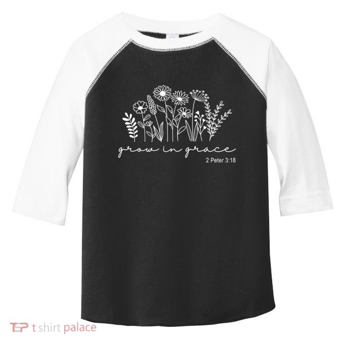 Grow In Grace 2 Peter 3:18 Floral Toddler Fine Jersey T-Shirt
