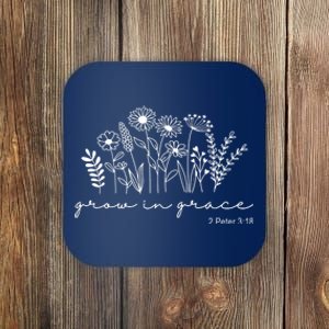 Grow In Grace 2 Peter 3:18 Floral Coaster