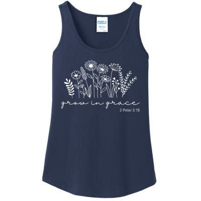 Grow In Grace 2 Peter 3:18 Floral Ladies Essential Tank