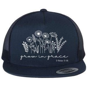 Grow In Grace 2 Peter 3:18 Floral Flat Bill Trucker Hat