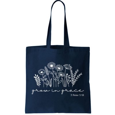 Grow In Grace 2 Peter 3:18 Floral Tote Bag