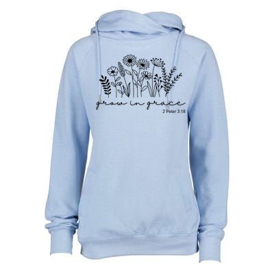 Grow In Grace 2 Peter 3:18 Floral Womens Funnel Neck Pullover Hood