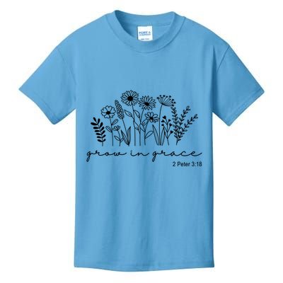 Grow In Grace 2 Peter 3:18 Floral Kids T-Shirt
