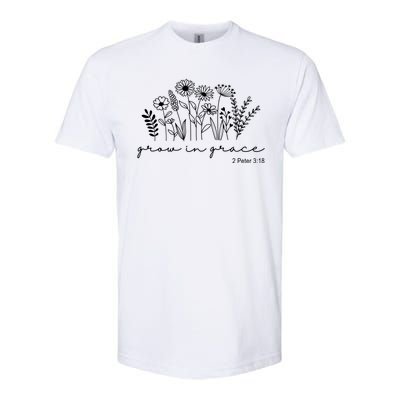 Grow In Grace 2 Peter 3:18 Floral Softstyle® CVC T-Shirt