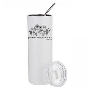 Grow In Grace 2 Peter 3:18 Floral Stainless Steel Tumbler