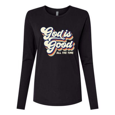 God Is Good All The Time Retro Vintage Womens Cotton Relaxed Long Sleeve T-Shirt