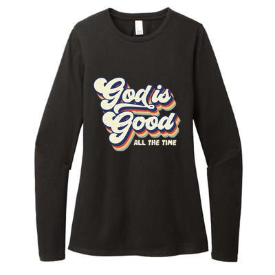 God Is Good All The Time Retro Vintage Womens CVC Long Sleeve Shirt