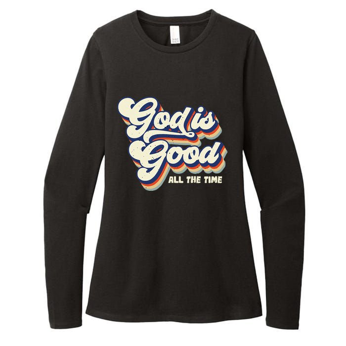 God Is Good All The Time Retro Vintage Womens CVC Long Sleeve Shirt