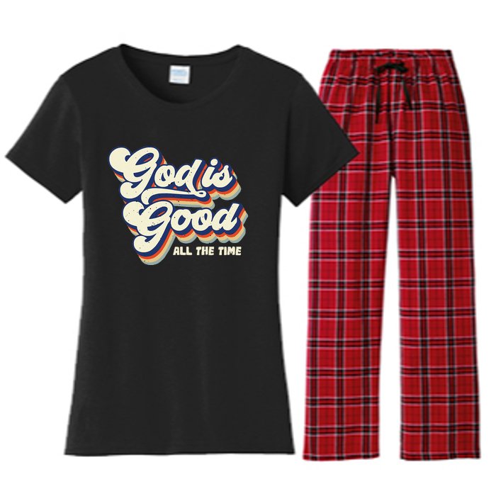 God Is Good All The Time Retro Vintage Women's Flannel Pajama Set