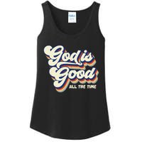 God Is Good All The Time Retro Vintage Ladies Essential Tank