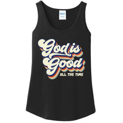 God Is Good All The Time Retro Vintage Ladies Essential Tank