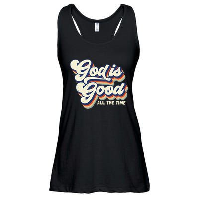 God Is Good All The Time Retro Vintage Ladies Essential Flowy Tank