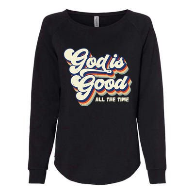 God Is Good All The Time Retro Vintage Womens California Wash Sweatshirt