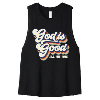 God Is Good All The Time Retro Vintage Women's Racerback Cropped Tank