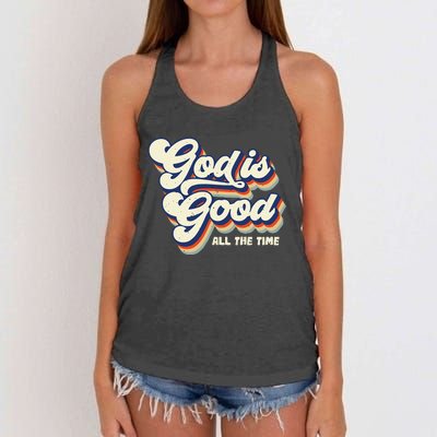 God Is Good All The Time Retro Vintage Women's Knotted Racerback Tank