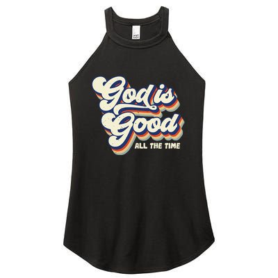 God Is Good All The Time Retro Vintage Women's Perfect Tri Rocker Tank