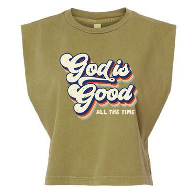 God Is Good All The Time Retro Vintage Garment-Dyed Women's Muscle Tee