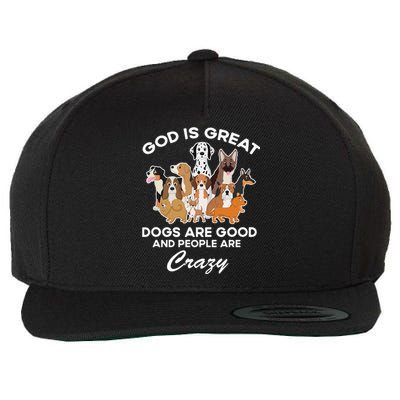 God Is Great Dogs Are Good And People Are Crazy Wool Snapback Cap