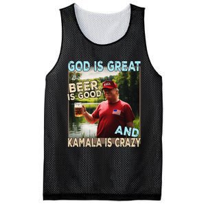 God Is Great Beer Is Good And Kamala Are Crazy Funny Trump Mesh Reversible Basketball Jersey Tank