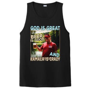 God Is Great Beer Is Good And Kamala Are Crazy Funny Trump PosiCharge Competitor Tank