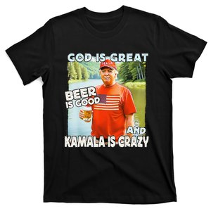 God Is Great Beer Is Good And Kamala Are Crazy Funny Trump T-Shirt