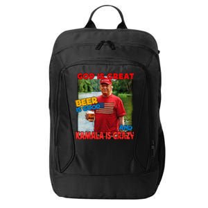 God Is Great Beer Is Good And Kamala Are Crazy Funny Trump City Backpack