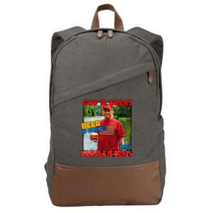 God Is Great Beer Is Good And Kamala Are Crazy Funny Trump Cotton Canvas Backpack