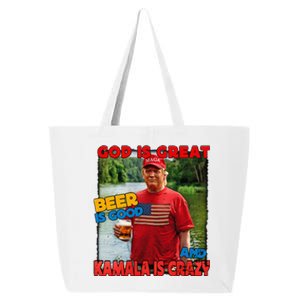 God Is Great Beer Is Good And Kamala Are Crazy Funny Trump 25L Jumbo Tote