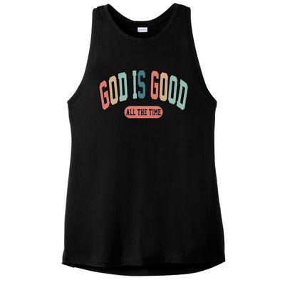 God Is Good All The Time Christian Religious Ladies PosiCharge Tri-Blend Wicking Tank